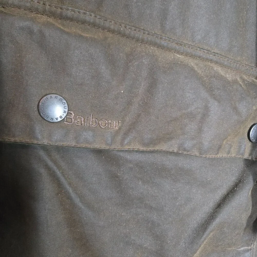 Barbour A871 Wax Duffle Coat Mens XXL Brown Full Zip Embroidered Waxed Hooded
